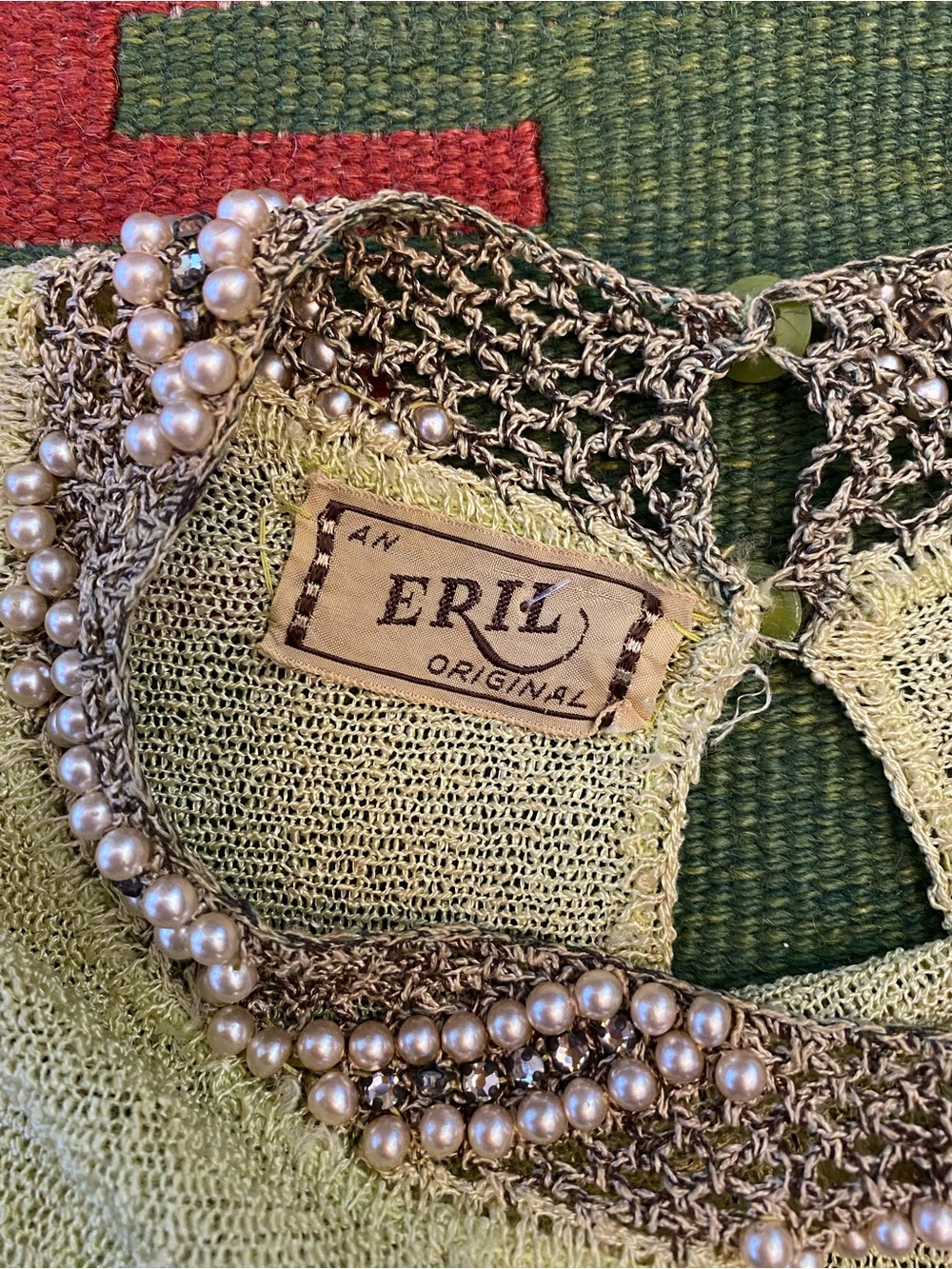 🌿Antique 1920s Chartreuse Knit Top - Picture 7 of 7